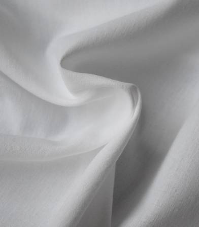 Tissu chambray poly coton - Blanc