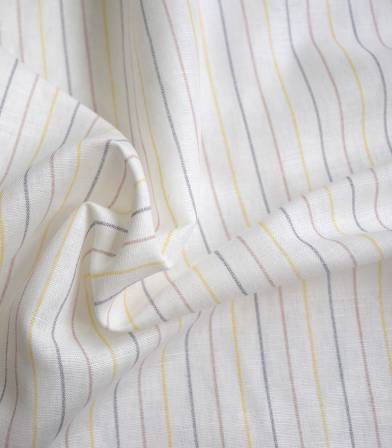 Tissu lin coton - Rayures - Tricolore Tissu lin coton - Rayures - Tricolore