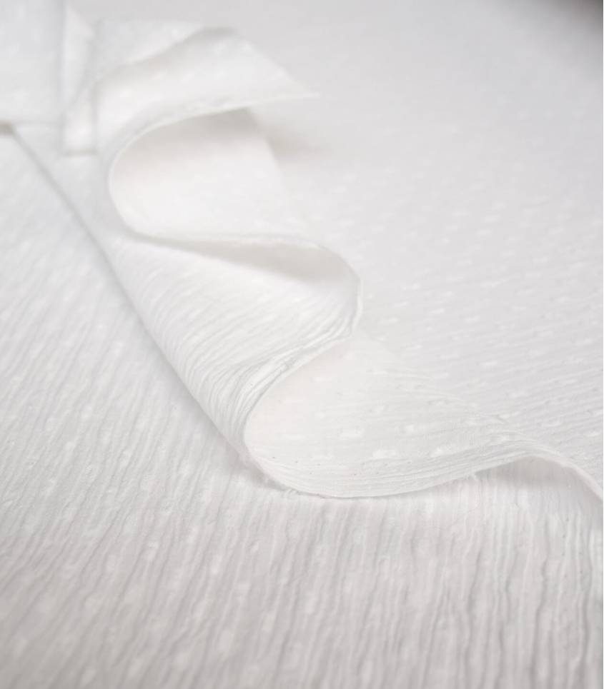 Tissu plumetis crinkle - white