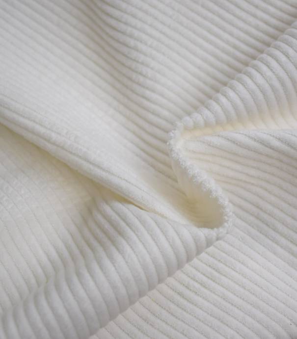 Tissu velours grosses côtes blanc cassé Tissu velours grosses côtes blanc cassé