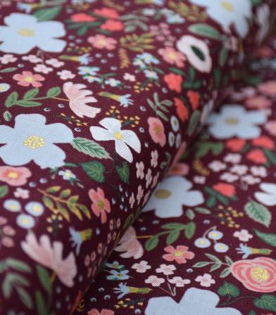 Tissu Wild rose - Burgundy metallic