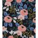 Tissu Canvas Rosa floral - black