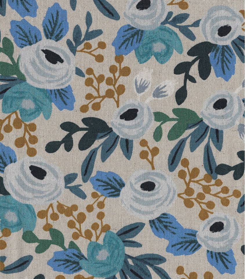 Tissu Canvas Rosa floral - Blue