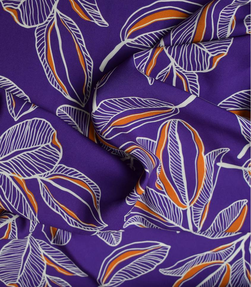 Tissu viscose Cacao flower - Purple