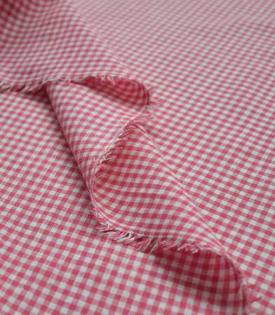 Tissu Lin coton vichy - rouge Tissu Lin coton vichy - rouge