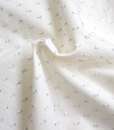 Tissu écru plumetis - lurex Argent Tissu écru plumetis - lurex Argent