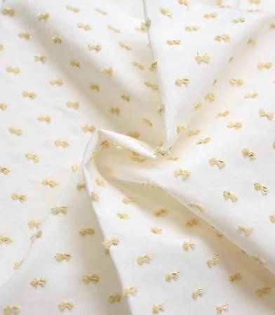 Tissu écru plumetis - lurex Doré Tissu écru plumetis - lurex Doré