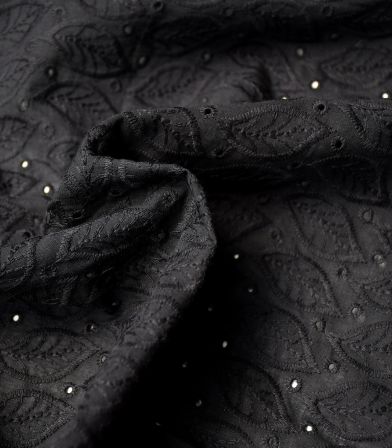 Broderie anglaise Leaves - black