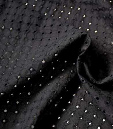 Tissu Broderie anglaise - Puntito Nero Tissu Broderie anglaise - Puntito Nero