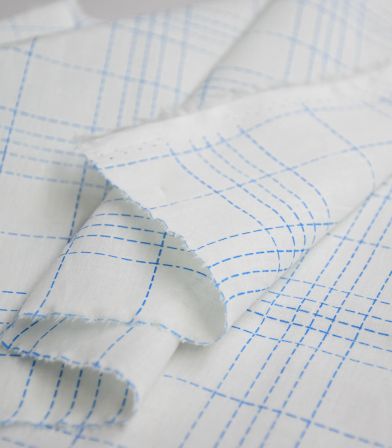 Tissu coton Fibremood - Damier bleu Tissu coton Fibremood - Damier bleu