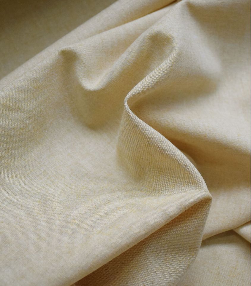 Tissu chambray poly coton - Paille