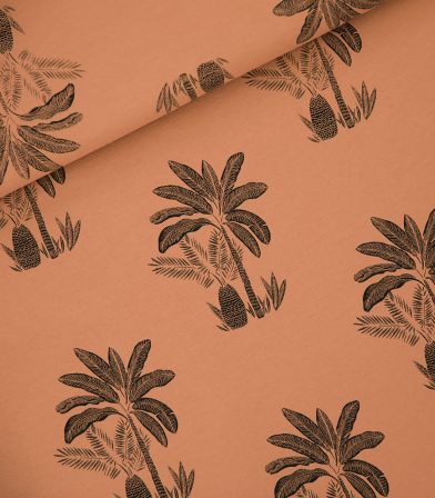 Tissu French Terry Palm Trees - Pecan brown