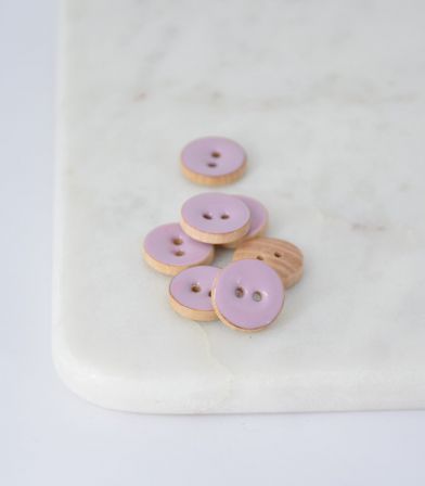 Boutons bois peint lilas - 15mm