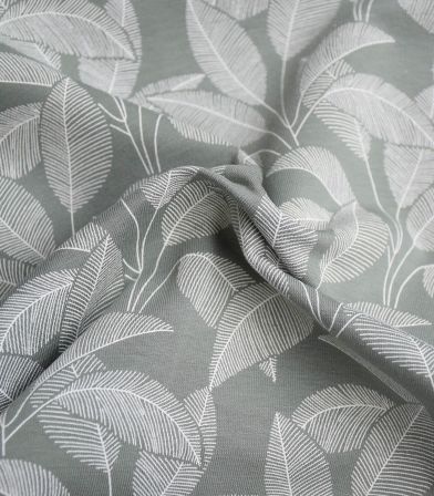 Tissu French terry brushed - Leaves Dusty green