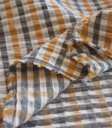 Tissu coton gauffré - carreaux Azafran Tissu coton gauffré - carreaux Azafran