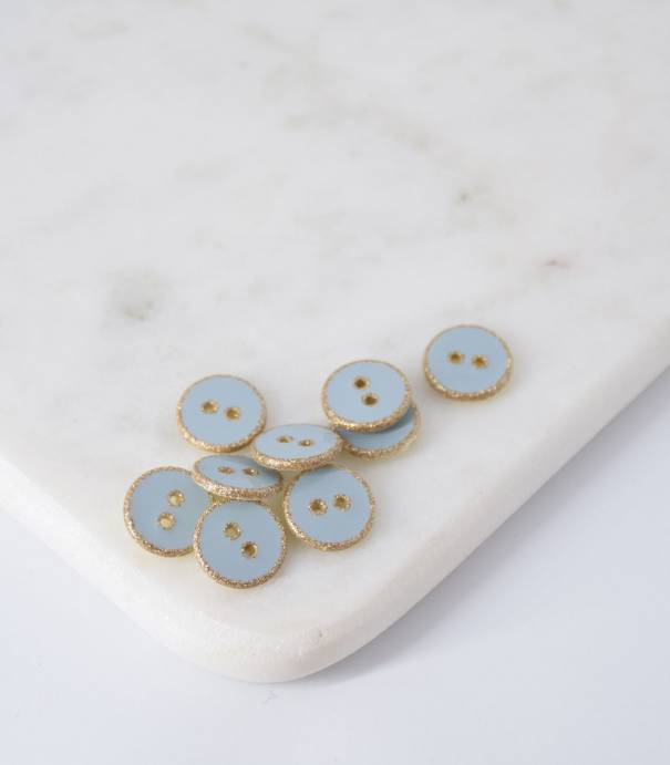 Boutons vert de gris contour doré