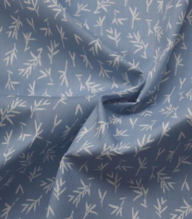 Popeline bio - Leaves - Dusty blue Popeline bio - Leaves - Dusty blue