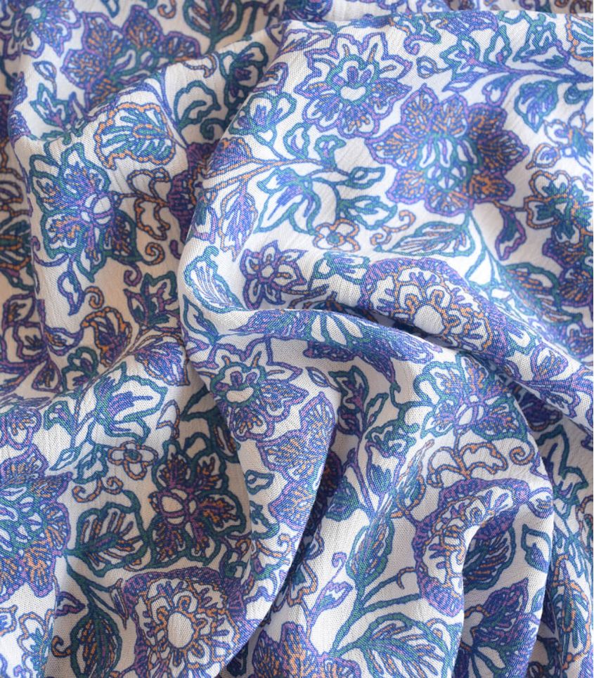 Tissu viscose crinkle Indie folk - purple