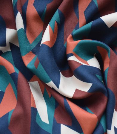Tissu twill Cubisme - Mélèze Tissu twill Cubisme - Mélèze