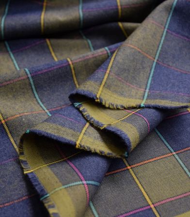 Tissu flanelle carreaux - Big check Kaki Tissu flanelle carreaux - Big check Kaki