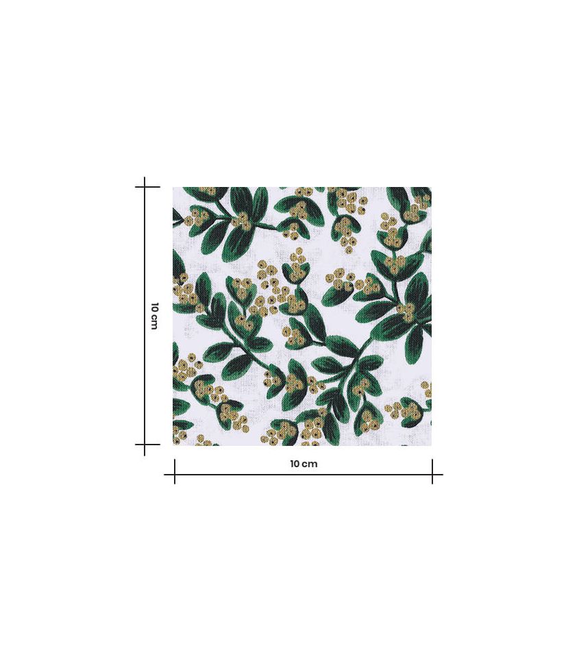 Tissu coton - Mistletoe - White Metallic Fabric