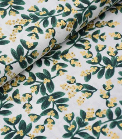 Tissu coton - Mistletoe - White Metallic Fabric Tissu coton - Mistletoe - White Metallic Fabric