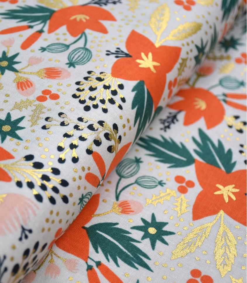 Tissu coton - Poinsettia - Evergreen Metallic Fabric