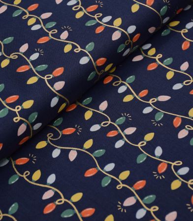 Tissu coton - Holiday Lights - Navy Metallic Fabric Tissu coton - Holiday Lights - Navy Metallic Fabric