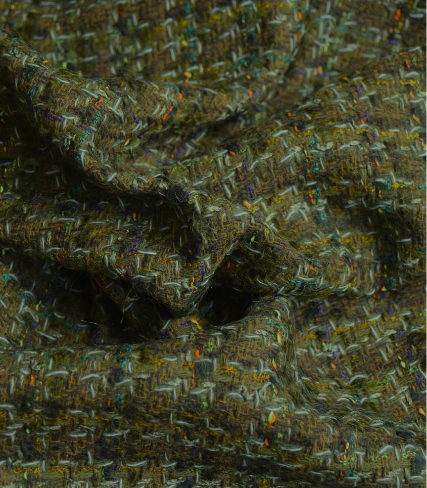 Tissu Lainage carreaux tweed green