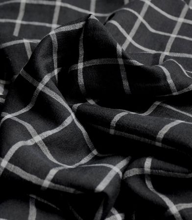 Tissu crêpe viscose carreaux - Black&White Tissu crêpe viscose carreaux - Black&White