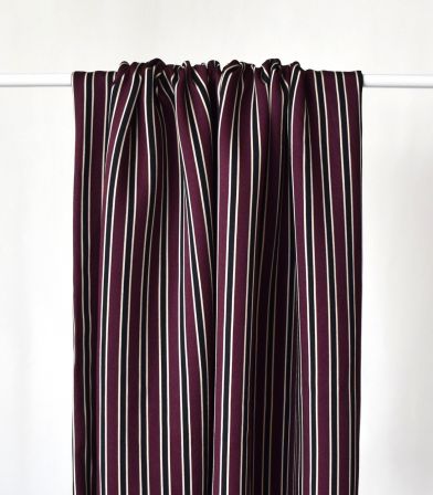 Tissu satin de viscose - Stripes Aubergine