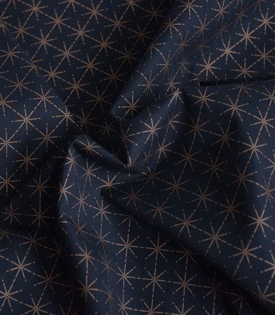 Popeline imprimée Noël - Etoiles marine cuivre Popeline imprimée Noël - Etoiles marine cuivre