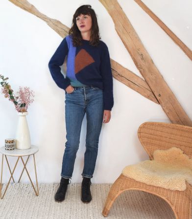 Box tricot - " Mon pull Bluette " - Marine carmel