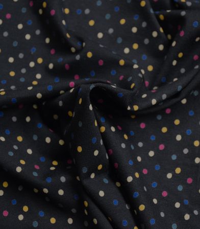 Tissu Jersey viscose- Pois multico Black Tissu Jersey viscose- Pois multico Black
