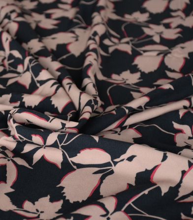 Tissu viscose soyeuse - Ombres fleuries Black