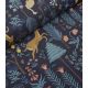Tissu Canvas - Menagerie - Black Unbleached Canvas Metallic