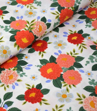 Tissu coton - Full Bloom - Summer Red Tissu coton - Full Bloom - Summer Red