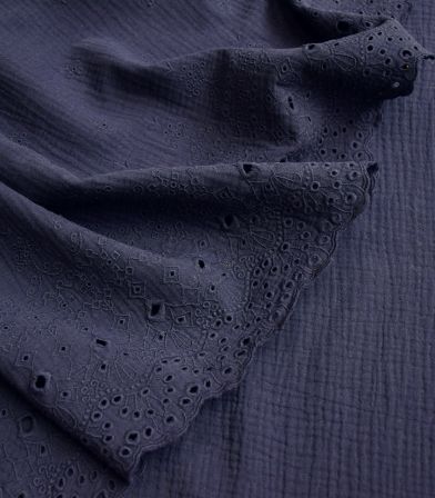 Double gaze feston & broderie - Marine