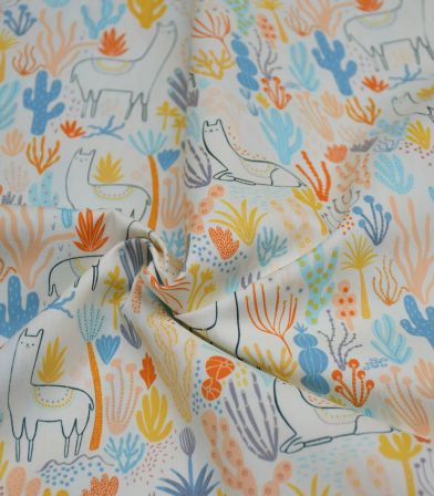 Tissu Popeline Coton - Good vives lamas Tissu Popeline Coton - Good vives lamas