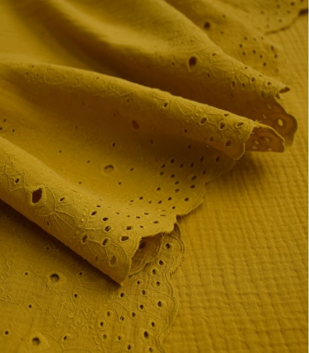 Double gaze feston & broderie - Ochre Double gaze feston & broderie - Ochre