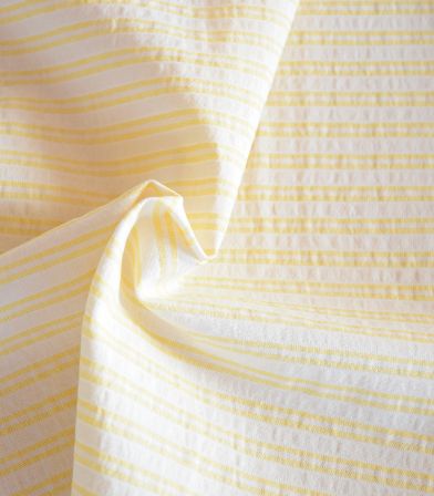 Tissu coton - Nautic Double Stripes - Yellow & Ecru