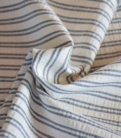 Tissu coton - Nautic Double Stripes - Navy & Ecru