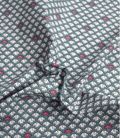 Tissu coton Karma - Sarcelle bordeaux Tissu coton Karma - Sarcelle bordeaux
