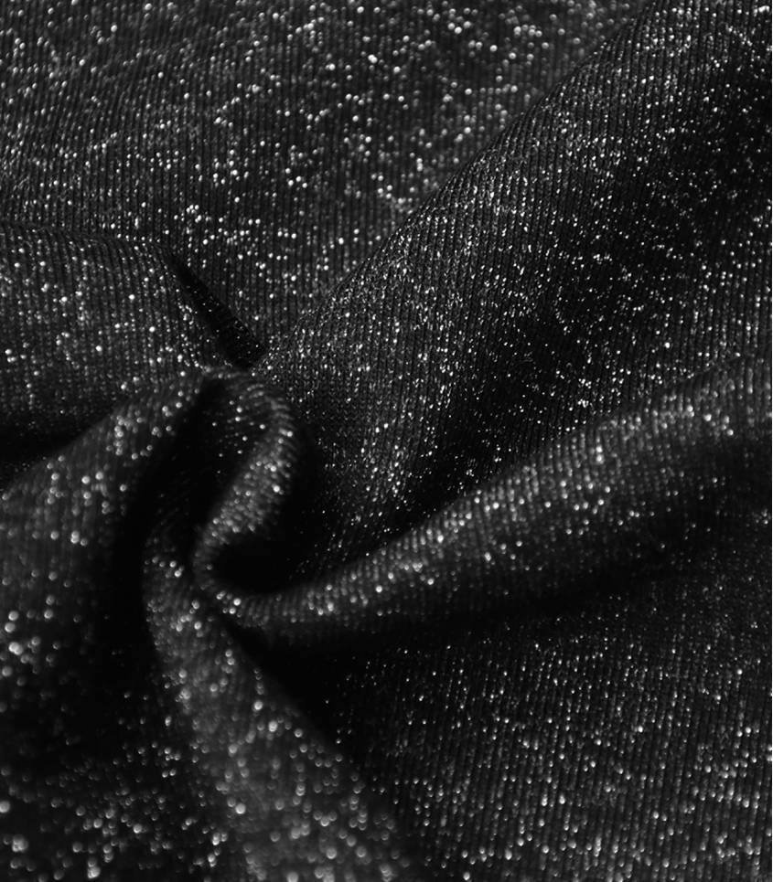 Tissu molleton noir - lurex argent