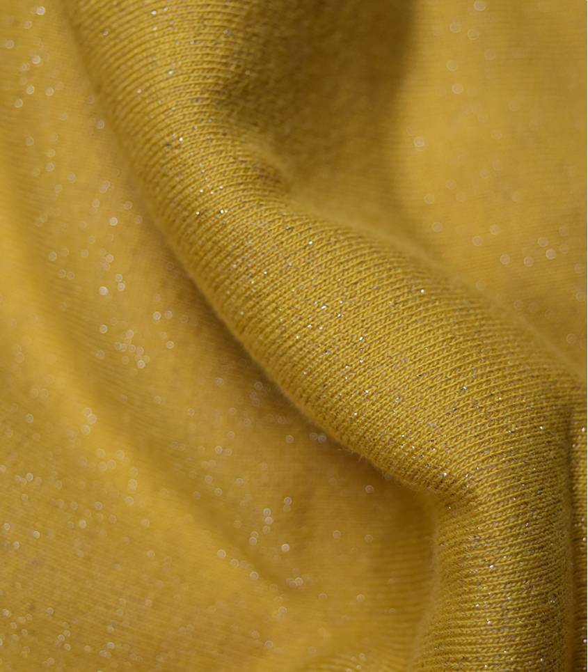 Tissu molleton moutarde - lurex or