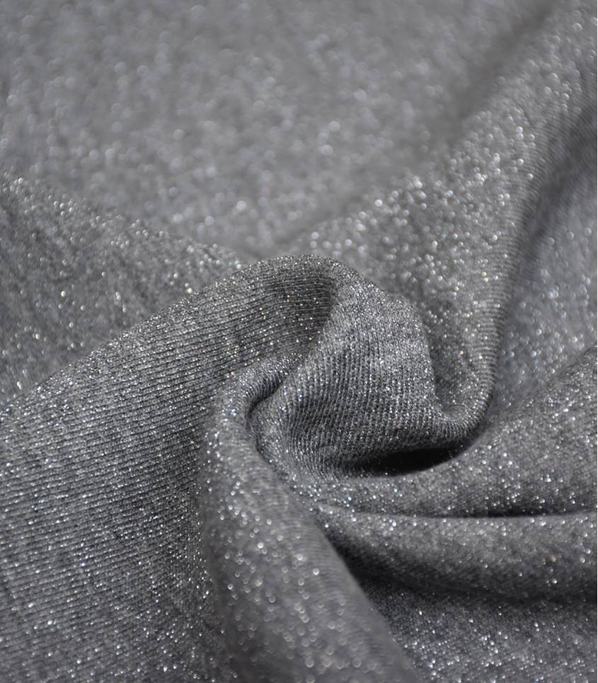 Tissu molleton gris - lurex argent