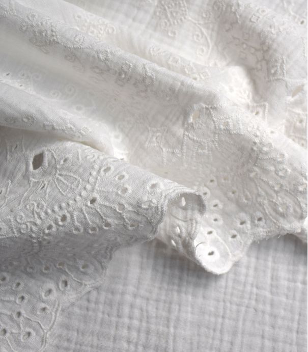 Double gaze feston & broderie - Ecru