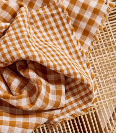 Tissu Vichy Off-White - Ochre Tissu Vichy Off-White - Ochre