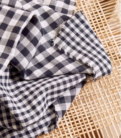 Tissu Vichy Off-White - Night Tissu Vichy Off-White - Night