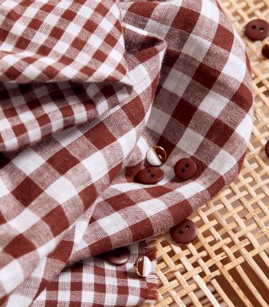 Tissu Vichy Off-White - Rust Tissu Vichy Off-White - Rust